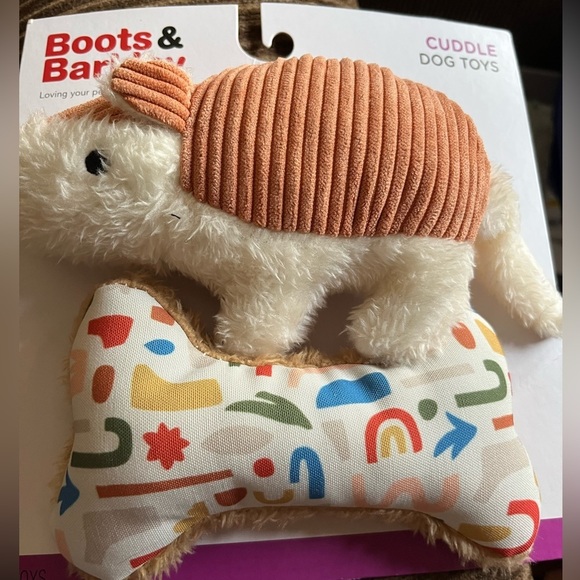 PLUSH Bone & Armadillo Dog Toy Set - 2pk - Boots & Barkley rare hard to find new - Picture 2 of 2